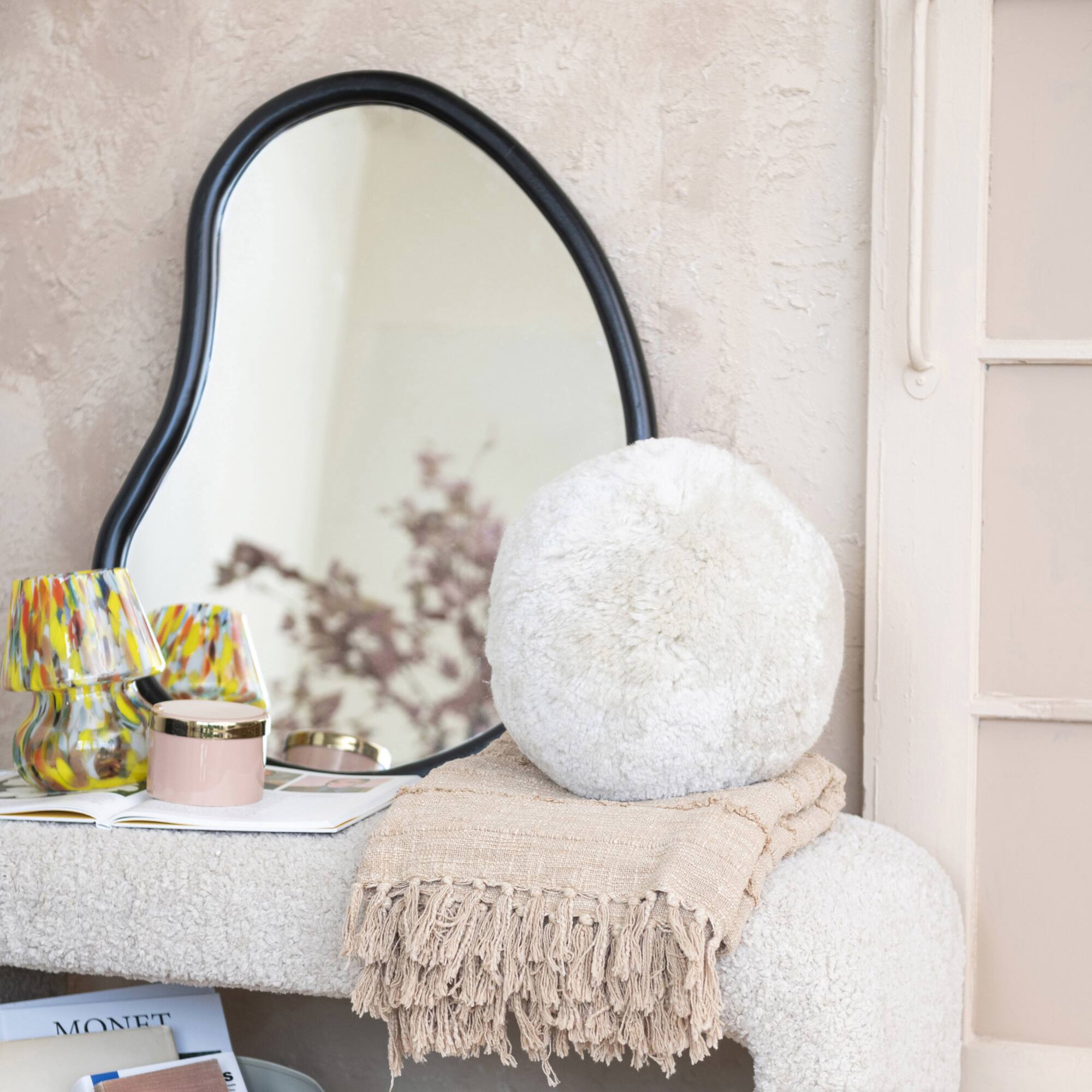 Hello Honey® 12" Cream Soft Sheepskin Orb Pillow